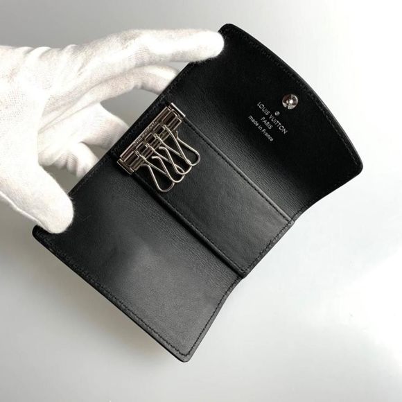 Louis Vuitton 4 Row Key Case Noir Black Silver Leather Genuine Leather Monogram - Picture 4 of 6